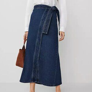 Ann Taylor Weekend Collection Denim Wrap Maxi Skirt, Size 6 NWOT